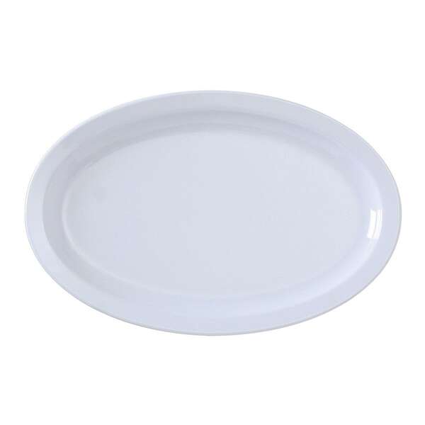 Yanco NS-510W 9.75x6.75-Inch Nessico Melamine Oval White Platter With Narrow Rim, 24/CS