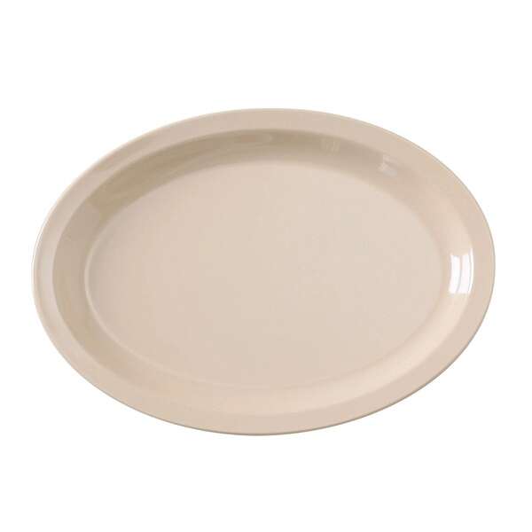 Yanco NS-512T 12x6.75-Inch Nessico Melamine Oval Tan Platter With Narrow Rim, 24/CS