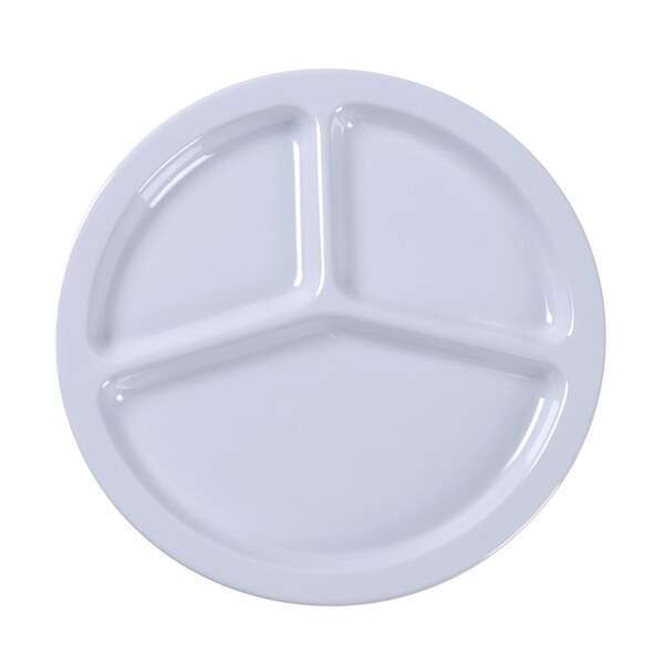 Yanco NS-702W 10-Inch Nessico Melamine White 3-Compartment Plate, 24/CS