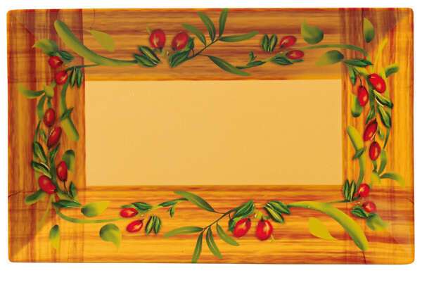 Yanco OL-214 14x8-Inch Olive Melamine Rectangular White Plate, DZ