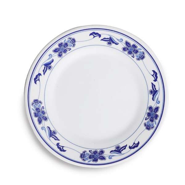 Yanco PO-1006 6-Inch Peony Melamine Round White Plate, 48/CS