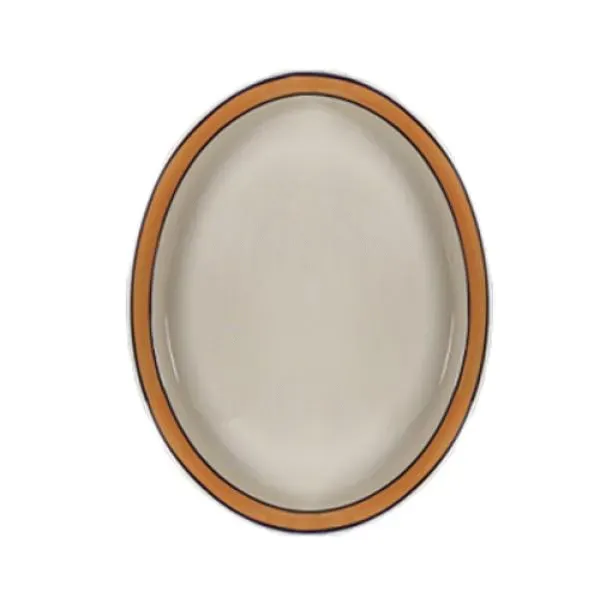 Yanco PR-12NY 9.5-Inch Porto Rico Porcelain Round White Platter With Narrow Yellow Rim, 24/CS