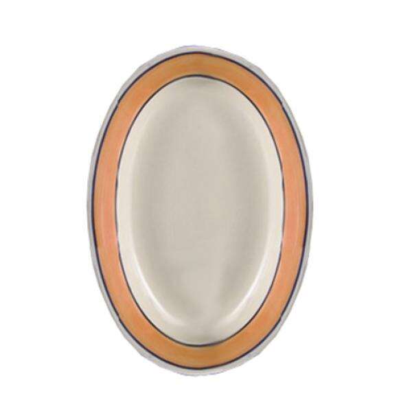 Yanco PR-14Y 12.5-Inch Porto Rico Porcelain Round White Platter w\Yellow Rim, DZ