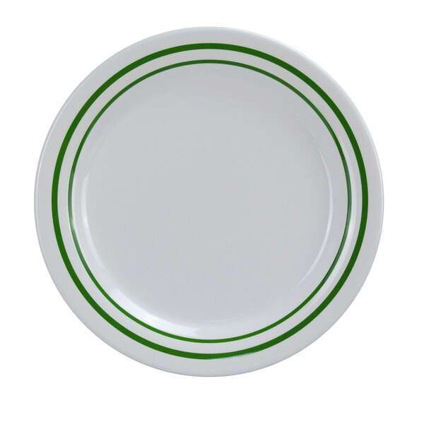 Yanco PT-107 7.25-Inch Pine Tree Melamine Round White Dinner Plate, 48/CS