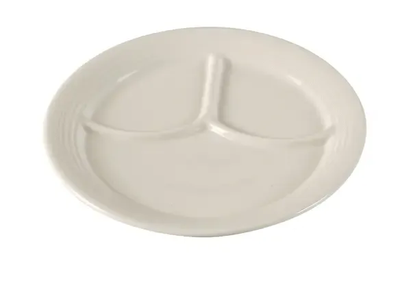 Yanco RE-309 9.5-Inch Recovery Porcelain Round American White Compartment Plate, 24/CS