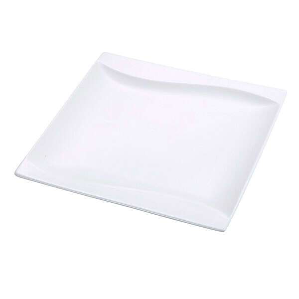 Yanco SW-110 10-Inch Sea Wave Porcelain Square Bone White Plate, 24/CS