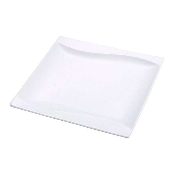 Yanco SW-112 12-Inch Sea Wave Porcelain Square Bone White Plate, DZ