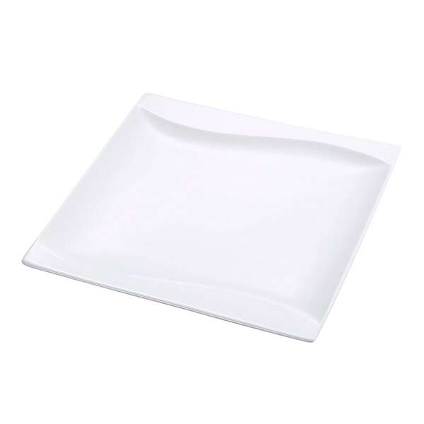 Yanco SW-114 14-Inch Sea Wave Porcelain Square Bone White Plate, DZ