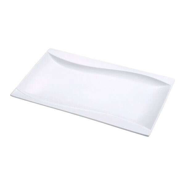 Yanco SW-208 7.25x5-Inch Sea Wave Porcelain Rectangular Bone White Plate, 24/CS