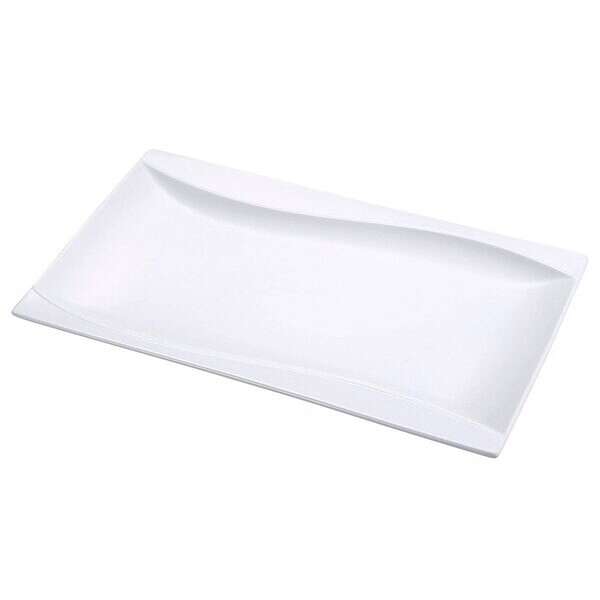 Yanco SW-209 9x6.25-Inch Sea Wave Porcelain Rectangular Bone White Plate, 24/CS