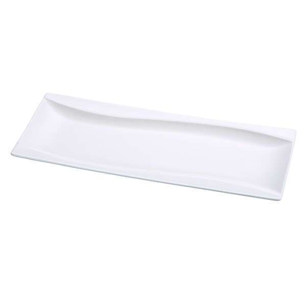 Yanco SW-215 15x5.625-Inch Sea Wave Porcelain Rectangular Bone White Plate, DZ
