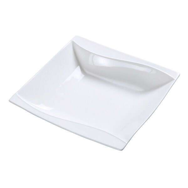 Yanco SW-308 15 Oz 8-Inch Sea Wave Porcelain Rectangular Bone White Soup Plate, 24/CS