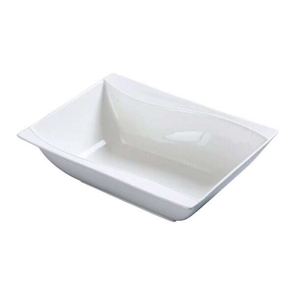 Yanco SW-406 8 Oz 6x4.5-Inch Sea Wave Porcelain Rectangular Bone White Bowl, 36/CS
