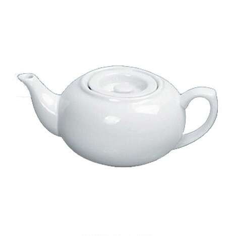 Yanco TP-2 24 Oz 8.25x5x3.25-Inch Porcelain White Tea Pot with Flat Lid, DZ