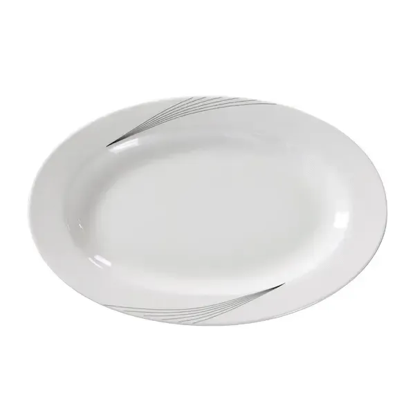 Yanco UR-210 9.5x6.75-Inch Urban Line Porcelain Round Bone White Platter, 24/CS
