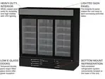Beverage Air MMR66HC-1-B, 75-Inch Black 3 Section Sliding Refrigerated Glass Door Merchandiser