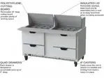 Beverage Air SPED60HC-24M-4, 60-Inch 4 Drawer Counter Height Mega Top Refrigerated Sandwich / Salad Prep Table