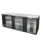 Blue Air BBB90-4BG-HC, 90-inch 3 Glass Doors Black Back Bar and Beverage Cooler, 31.6 Cu. Ft.