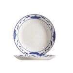 C.A.C. 103-21C, 12-Inch Dia Bone White Porcelain Round Blue Lotus Plate, DZ