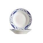 C.A.C. 103-38, 8-Inch Dia 8 Oz Porcelain White Round Blue Lotus Soup Plate, 3 DZ/CS