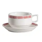 C.A.C. 105-1-S, 8 Oz 3.5-Inch Red Gate Porcelain Cup, 3 DZ/CS