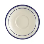 C.A.C. BLU-36, 4-Inch Stoneware Saucer fot BLU-35 Cup with Blue Rim, 3 DZ/CS