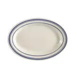 C.A.C. BLU-41, #10 13.5-Inch Stoneware Oval Platter with Blue Rim, DZ