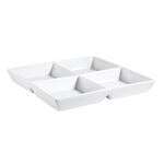 C.A.C. CMP-D10, 6 Oz 10-Inch White Porcelain 4 Compartment Square Tray, DZ