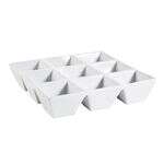 C.A.C. CMP-SQ9, 4 Oz 9-Inch White Porcelain 9 Compartment Square Tray, DZ