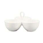 C.A.C. COL-40, 8 Oz (x3) 8-Inch White Porcelain 3 Compartment Bowl with Handle, DZ