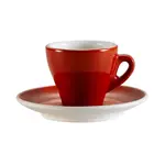 C.A.C. E-3-R, 3.5 Oz Red Porcelain Espresso Cup with 4.87-Inch Saucer, 48Set/Cs