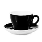 C.A.C. E-75-BLK, 7.5 Oz Black Porcelain Espresso Cup with 5.87-Inch Saucer, 36-Set/CS