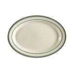 C.A.C. GS-41, 13.5-Inch Stoneware Greenbrier Oval Platter with Green Band, DZ