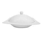 C.A.C. KSE-208, 10 Oz 8-Inch Porcelain Kingsquare Square Pasta Bowl with Lid, 8-Set/CS