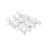 C.A.C. PT-SQ8, Six 4-Inch Porcelain Tasting Spoons with 8.5-Inch Rectangular Tray, 12-Set/CS