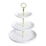 C.A.C. PTE-C3, 10-Inch Porcelain Coupe Round 3-Tier Serving Tray, 8-Set/CS