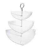 C.A.C. PTE-T3, 11.75-Inch Porcelain Triangular 3-Tier Serving Tray, 8-Set/CS
