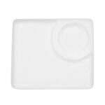C.A.C. RCN-P9, 9-Inch Porcelain Square Plate with Round Compartment, 2 DZ/CS