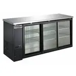 Coldline CBB-72G-SL 72-inch Black Sliding Glass Door Back Bar Cooler