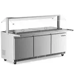 Coldline CBT-72-CSG, 72-Inch Stainless Steel Refrigerated Salad Bar, Buffet Table with Sneeze Guard, Tray Slide and Pan Cover