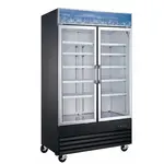 Coldline G48-B 48-inch Black Double Glass Swing Door Merchandising Refrigerator