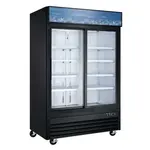 Coldline G53S-B 53-inch Black Double Glass Sliding Door Merchandising Refrigerator