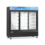 Coldline G80S-B, 78-Inch Three Glass Sliding Door Merchandiser Refrigerator with LED Lighting, Black