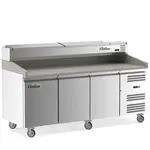 Coldline PDR-80-SS, 80-Inch Refrigerated Pizza Prep with Refrigerated Stainless Topping Rail