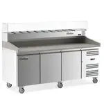 Coldline PDR-80N-SG, 80-Inch Refrigerated Pizza Prep with Refrigerated Glass Topping Rail