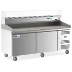 Coldline PDR-80W-SG, 80-Inch Two Door Refrigerated Pizza Prep Dough Retarder with Refrigerated Glass Topping Rail