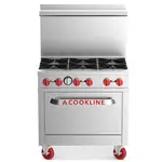 Cookline CR36-6, 36-Inch 6 Burner Commercial Gas Range with Oven