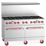 Cookline CR60-10, 60-Inch Commercial Range, 10 Burner, 2 Oven - 362,000 BTU