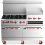 Cookline CR60-24RG, 60-Inch Commercial Range, 6 Burners, 24-inch Raised Griddle & Broiler