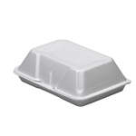 Dart 205HT1, 9x6x3-Inch Performer White Single Compartment Foam Container with a Removable Hinged Lid, 200/CS